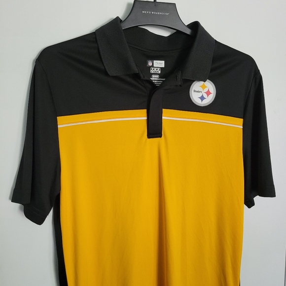 Pittsburgh Steelers NFL Team Apparel TX3 Cool Polo Shirt Mens Medium Black - Picture 2 of 6